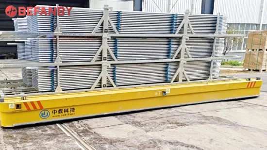 Carro de transferencia de riel eléctrico para manipulación de materiales industriales de plataforma plana con batería de Befanby China